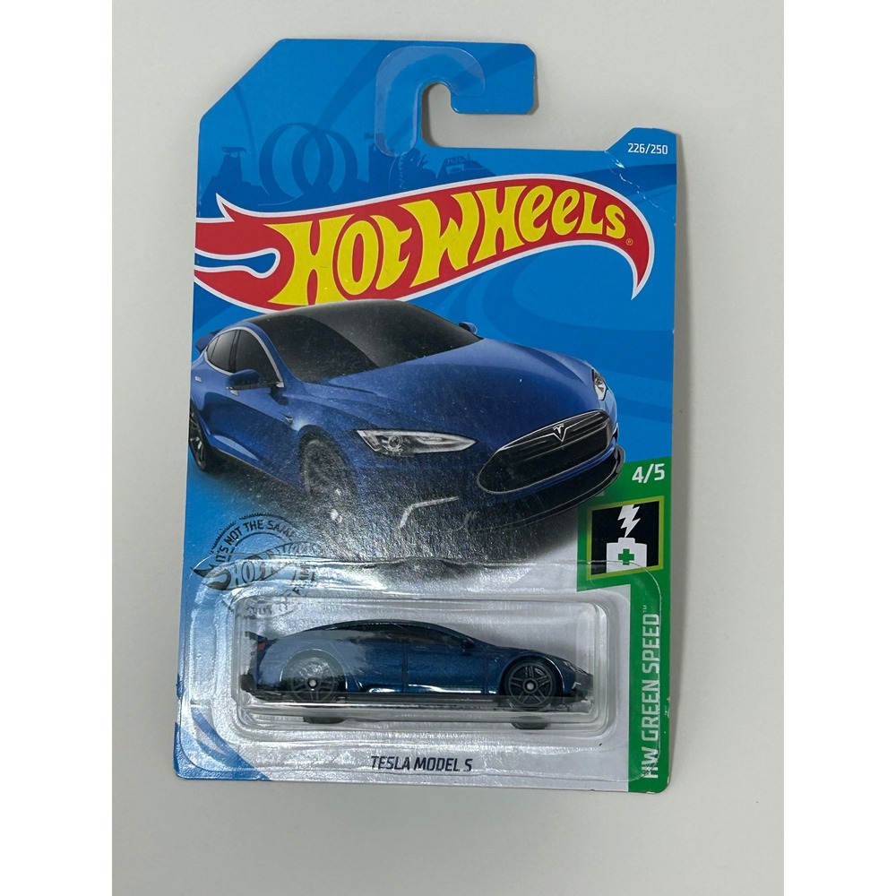 Hot Wheels Tesla Model S Blue HW‎ Green Speed 4/5 226/250 2019 Diecast Car